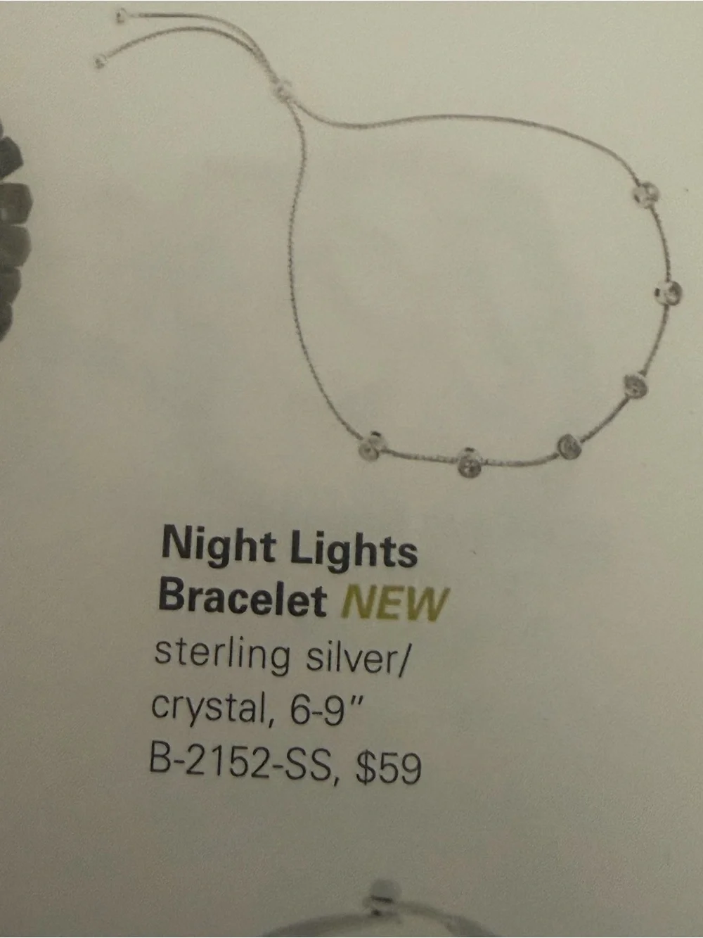Grace & Heart G&H NIGHT LIGHTS Bracelet 6-9” Adjustable .925 SS Crystals NEW